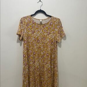 Old Navy Yellow and Pink Floral Midi Dress
